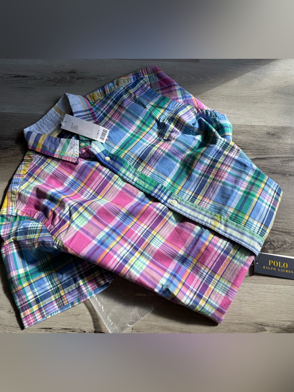 Polo by Ralph Lauren Multicolor Plaid Short-Sleeve Slim Fit Shirt, Size L